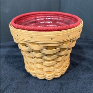 Longaberger Bouquet Basket Set with Paprika Liner and Protector EUC Warm Brown